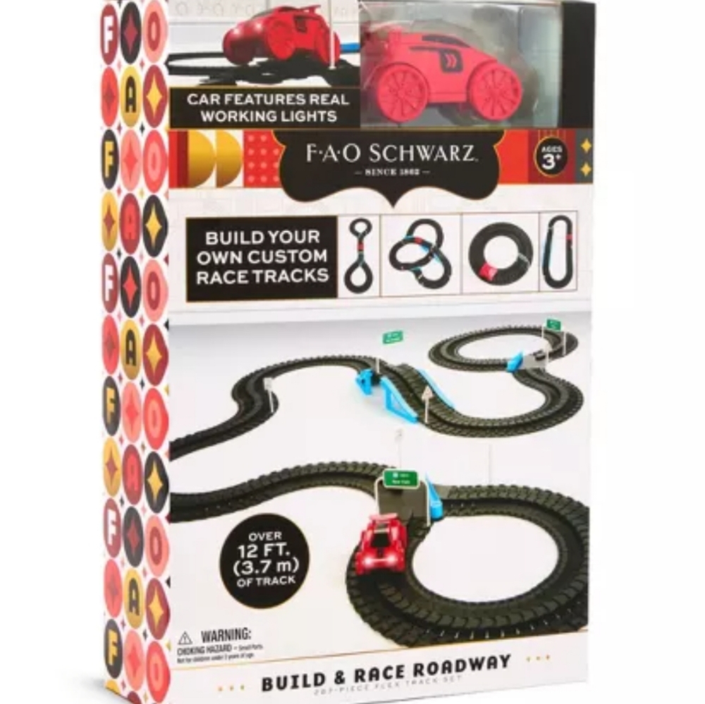 🎄🎁FAO Schwarz To The Build & Race Set with Red Car And 12 Feet Flex Track - Picture 3 of 9
